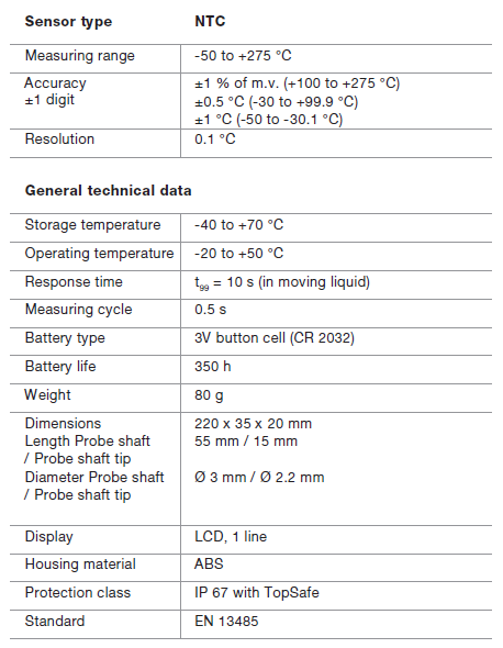 testo 106 specification